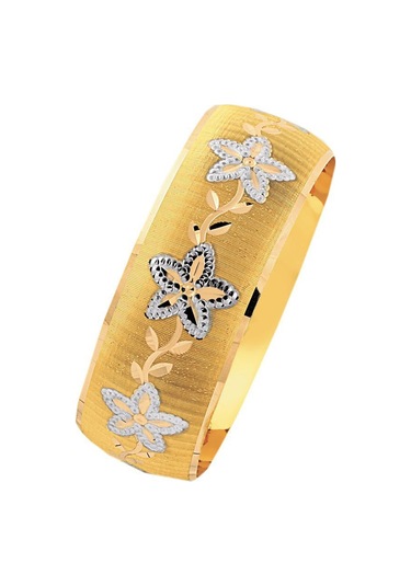 14 Ayar Altın Mega Bilezik 25 Gram Çiçek Desenli