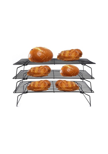 Paslanmaz Çelik Yapışmaz Tel Izgara Hamur İşleri Tepsisi Kek Pişirme Soğutma Rafı Fırın Mutfak Pizza Ekmek Kurabiye Tutucu Barbekü Rafı Siyah