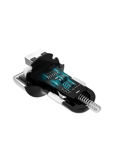 Hy-36 Çift Usb Araç Şarj Cihazı Metal Alüminyum Renkli Yan Çift Usb Şarj Cihazı - Gümüş Rengi