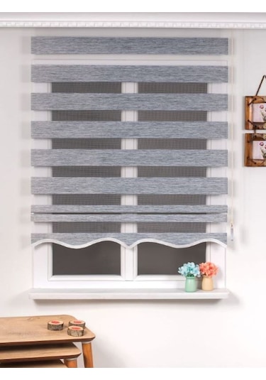 Kidmex Ithal Bambu Açık Gri Bambu Stor Zebra Perde Etek Dilimli
