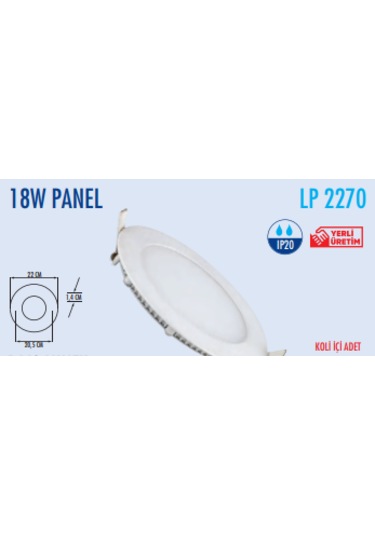 18w Sıva Altı Slim Panel Led 3000k Beyaz Kasa 3000K