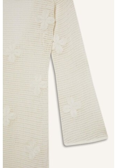 Defacto Regular Fit Uzun Kollu Dantelli Maxi Plaj Elbisesi-fall İn Love E0603ax25smer103 Ekru