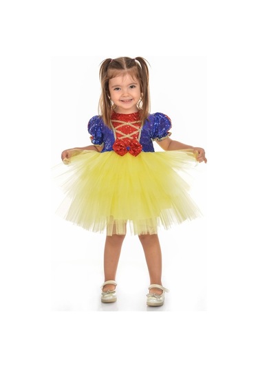 Pamuk Prenses Pul Payet Tütülü Kız Çocuk Parti Elbisesi