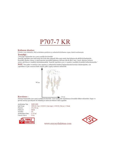 Eray Aydınlatma P7077-6+1 7Li Krom Sarkıt Led Avize