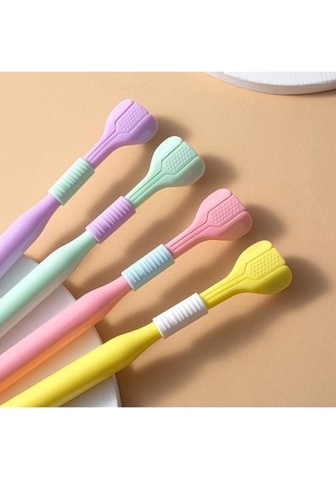 Üç Taraflı Diş Fırçası Yumuşak Kıllar Nazik Temiz Değiştirilebilir Başlıklar Kaymaz Saplı 360 Derece Kapsama Diş Fırçaları