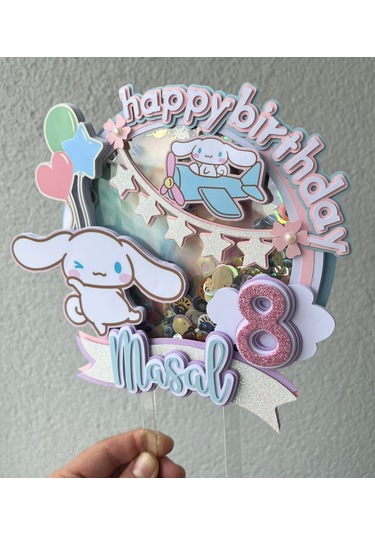 Cinnamoroll Temalı İsme Özel Kız Çocuk Doğum Günü 3D Pasta Süsü