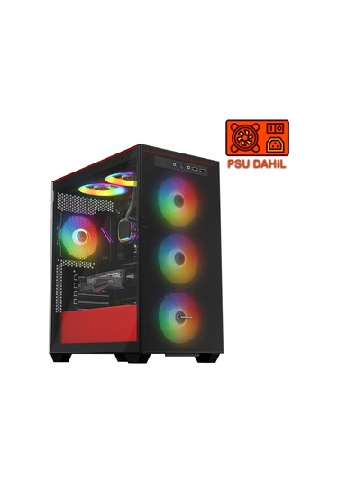 Rampage Blaze Mesh Temperli Camlı 4x12 CM ARGB Fan M-Atx 400W PSU Oyuncu Kasası