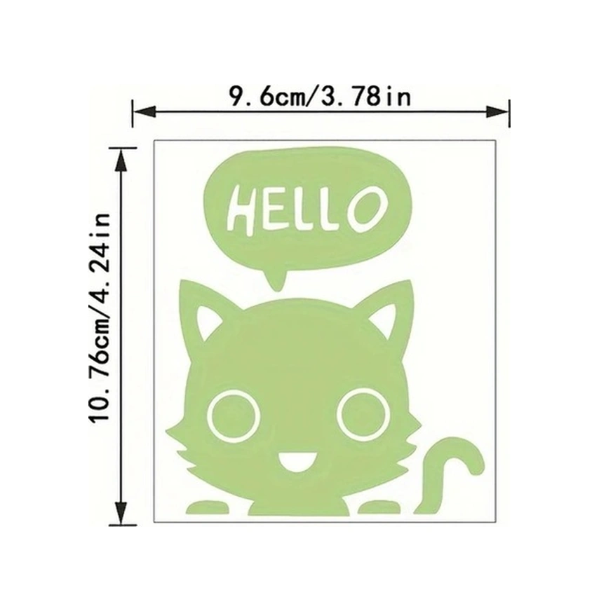 Trendooze Yeşil Fosforlu Sevimli Kedi Duvar Dekoru Mavi Ev Dekorasyon Çıkartması Mavi 07 Diğer