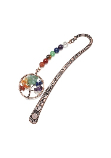 Bronz Metal Yıldız, Ay Ve Güneş Ayracı 7 Çakra Boncuğu İle - Tr