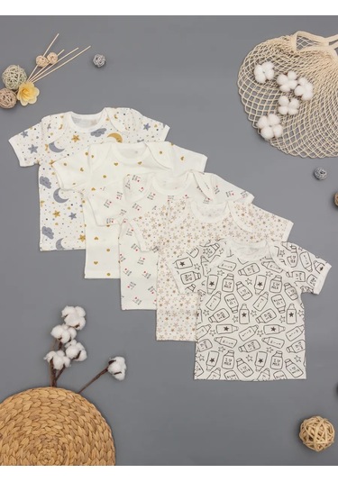 Amoteks Yenidoğanlar İçin Tişört Seti 5 Parça 376505215 Sütlü