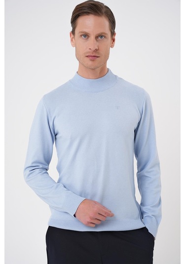 Tr 876 Slim Fit Mavi Klasik Triko Mavi