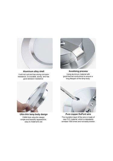 Skycity Alüminyum Gömülü Dolap Işığı 3w 12 Led 4000k Doğal Beyaz 120 Aydınlatma 55-60mm Delikli Montaj Beyaz Kasa Beyaz