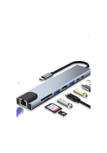 Macbook Pro Air Usb Type-c Hub Dönüştürücü Çevirici Çoklayıcı Usb Hdmı Micro Sd 8 Girişli-4961