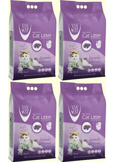 Vancat Lavanta Kokulu İnce Taneli Kedi Kumu 4 x 10 KG