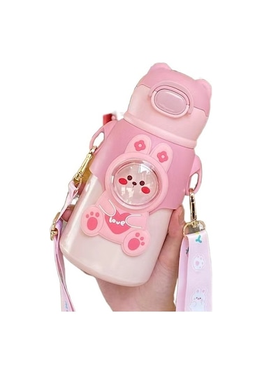 Çocuklar İçin Sağlıklı Ve Dayanıklı 316 Kalite Paslanmaz Çelik Bardak, Xavier Desenli Kupa Pembe