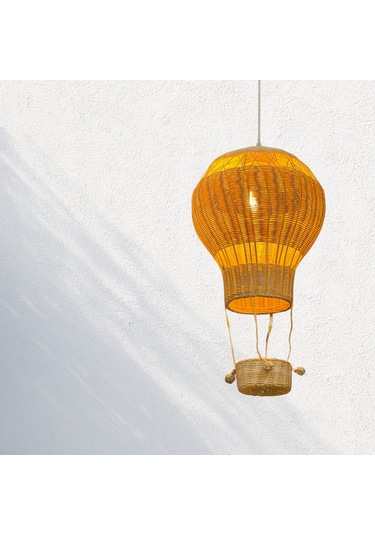 Balon Rattan Aydınlatma Avize Natural