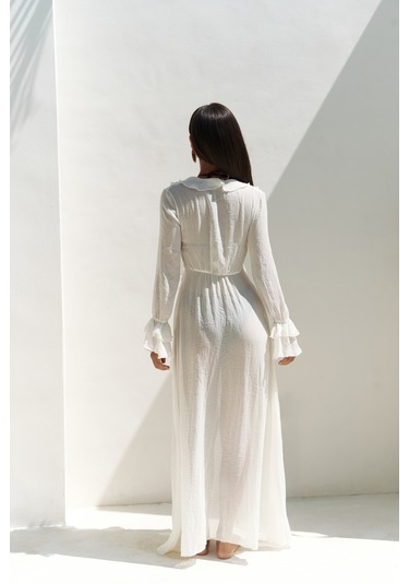 Freya Ekru Uzun Elbise Ekru