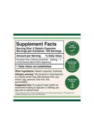 Tribulus Extract 1000 Mg 210 Kapsül.usa Menş.