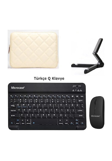 Microcase Apple İpad Air 11 M3 2025 Tablet İçin Çanta+türkçe Bluetooth Klavye+mouse+tablet Standı-al8124 Omuz Çantası