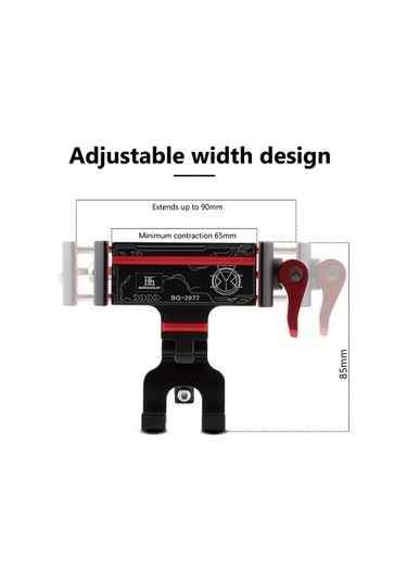 Xuweiwei 360 Derece Dönebilir Bisiklet Telefon Tutucu Kırmızı Aksanlı Hızlı Çıkarılabilir Ayarlanabilir Red Stem Sabit Kelepçe -