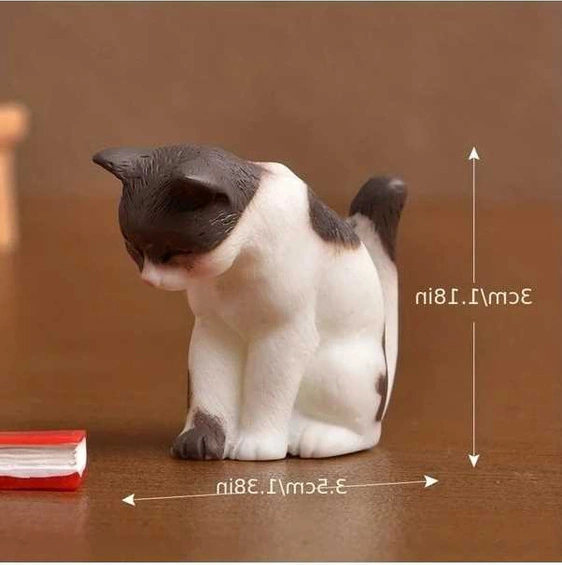 Trendooze Güneşli022 Beyaz Kedi Mikro Manzara El Yapımı Masa Dekoru