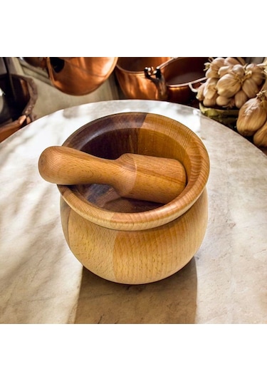 Kaf Ahşap Kayın Havan / Safran