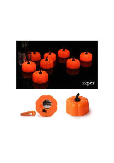 12 Parça Cadılar Bayramı Dekorasyon Aksesuarları Atmosfer Düzeni Led Elektronik Işıklar Simülasyonu Aydınlık Balkabağı Işıkları Çok Renkli