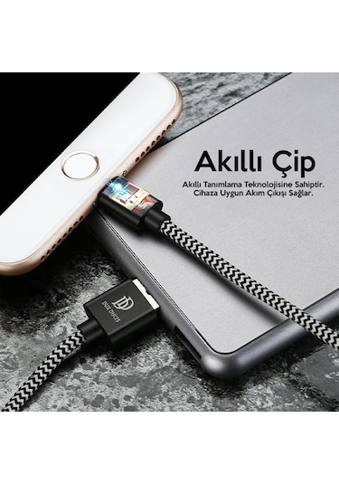 Dux Ducis K-One Cable Usb Lightning Şarj Kablosu 1 Metre Siyah