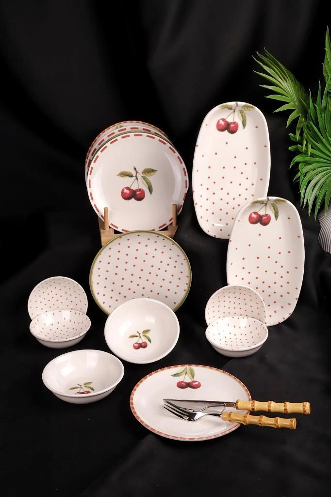 Bambum By Bambum Cherish 14 Parça Porselen Kahvaltı Takımı Kahvaltı Seti Kahvaltılık- Sunum Seti Beyaz