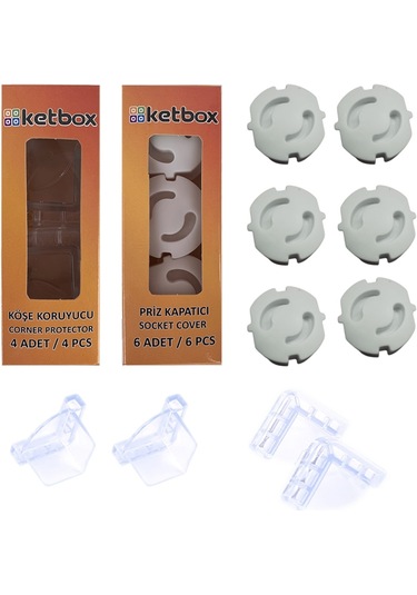 6 Adet Priz Kapatıcı 4 Adet Silikon Köşe Koruyucu 3M Bantlı