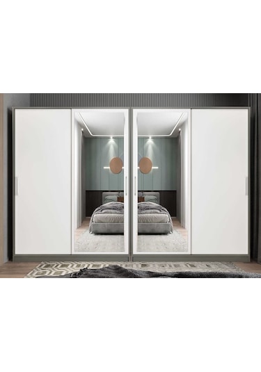 Albero Sürgülü Çekmeceli Gardırop Dolap Bf 400 Cm Montaj Dahil