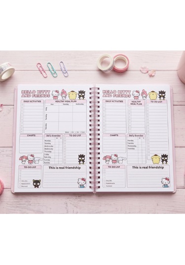 Kuromi & Hello Kitty Stickerlı Planner Kitap Çok Renkli