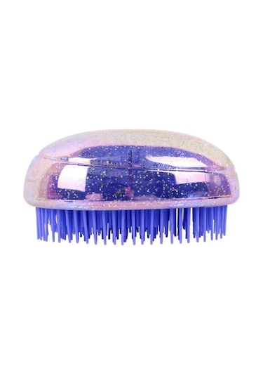 Koodmax Saç Şekillendirici Dolaşık Açıcı Çocuk Tarağı Oval Tarak Simli Mor