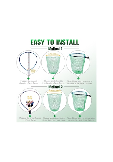 Yeşil, 40 Cm Balık Ağı, Tatlı Su, Tuzlu Su İçin Katlanabilir Balık Ağı, Sapsız