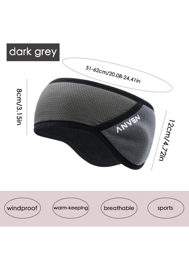 Primepickings Koyu Gri Rüzgarkıran Kulaklıklı Unisex Kışlık Kulak Koruyucu - Koşu, Kayak, Bisiklet Koyu Gri