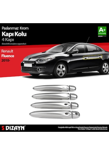 S-Dizayn Renault Fluence Krom Kapı Kolu 4 Kapı Sensörlü 2010 Üzer