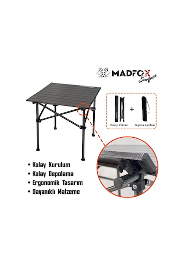 Madfox Surface Küçük Boy Kamp Masası Siyah
