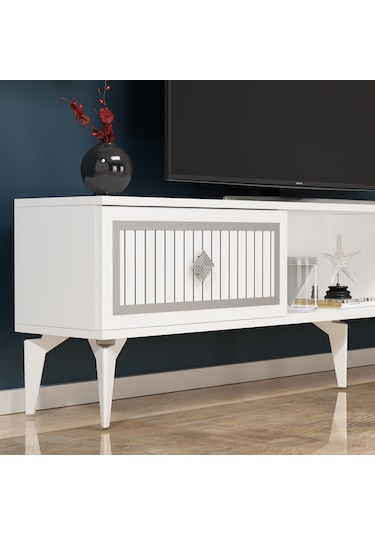 150 CM NİL TV SEHPASI (ALT MODÜL) BEYAZ-GÜMÜŞ