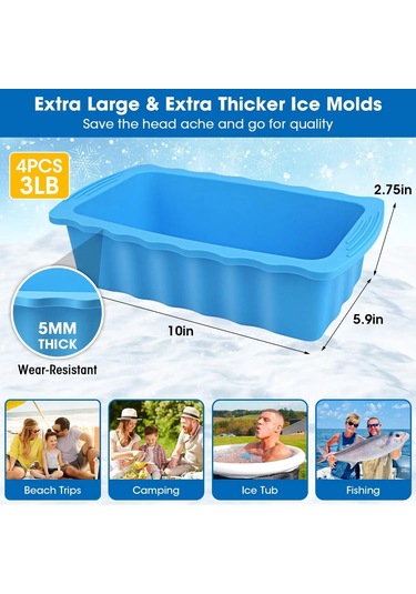 1 Adet Ekstra Büyük Silikon Buz Kalıp Sandık Verimli Donma Buz Mavi