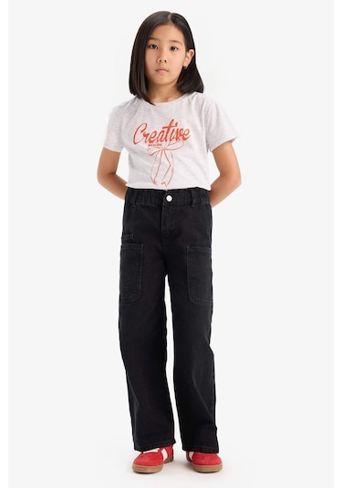 DeFacto Kız Çocuk Bisiklet Yaka Baskılı Kısa Kollu Tişört E5895A825SMGR400 Gri DeFacto Kız Çocuk Bisiklet Yaka Baskılı Kısa Kollu Tişört E5895A825SMGR400 Gri