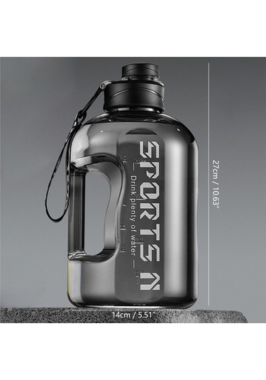 Ww 2.7l Büyük Kapasiteli Pipetli Spor Su Matarası-siyah Siyah