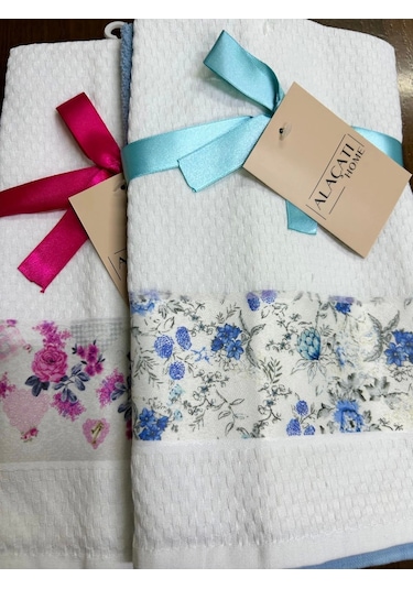 Nivemeshome 2 Li Turkuaz-beyaz Asorti Model Mutfak Havlusu