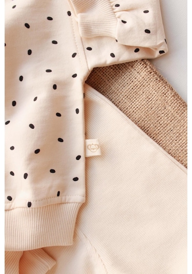 Siyah Puantiyeli Bebek Alt Üst Takım Krem