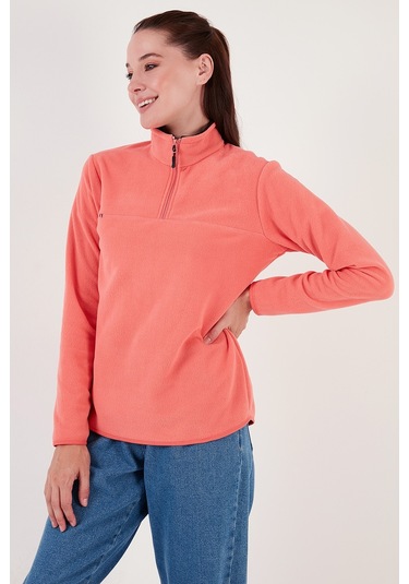 Lela Slim Fit Yumuşak Dokulu Anti-Pilling Tüylenme Yapmayan Yarım Fermuarlı Bayan Polar 5907000 Somon Lela Slim Fit Yumuşak Dokulu Anti-Pilling Tüylenme Yapmayan Yarım Fermuarlı Bayan Polar 5907000 Somon
