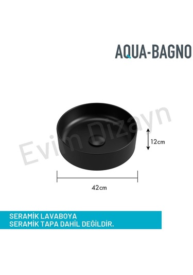 Aqua Bagno Bianzo Batarya Deliksiz Tezgah Üstü Lavabo 42 CM Siyah Mat