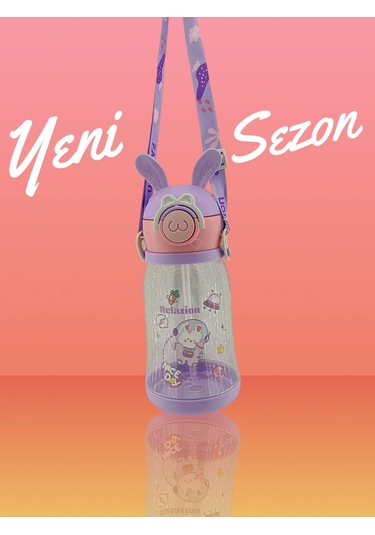 Relaxion, Kulaklı, Boyun Askılıklı, İthal Lüx Mor Matara/suluk 600 Ml 444 Açık Mor