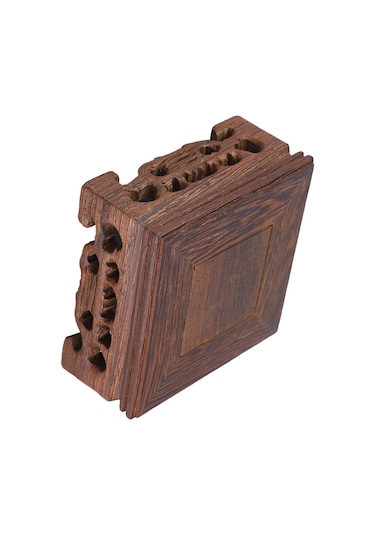 Kangvka Ahşap Retro Dekoratif Taban - Vazo, Çay Potu, Porselen Sürahana İçin Pratik Ev Dekoru 8x8x3.7 Cm