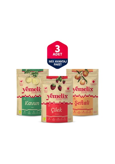 Freeze Dried 3'lü Mix Avantaj Paketi Dondurularak Kurutulmuş Çilek-kavun-şeftali Kuru Meyve Cipsi 45 G
