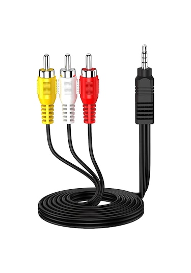 3.5mm Erkek To 3 Rca Erkek Ses Video Av Kablosu - 1,2 Metre