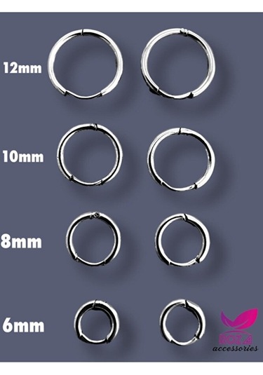 Ince Barlı 316l Cerrahi Çelik Unisex Halka Küpe 8mm Ebatlı Çok Renkli